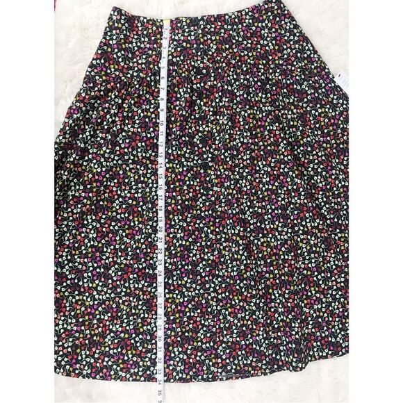JOIE Button Front Black Floral Print Cotton Midi Skirt Fit & Flare Size 14‎ New - Picture 12 of 12